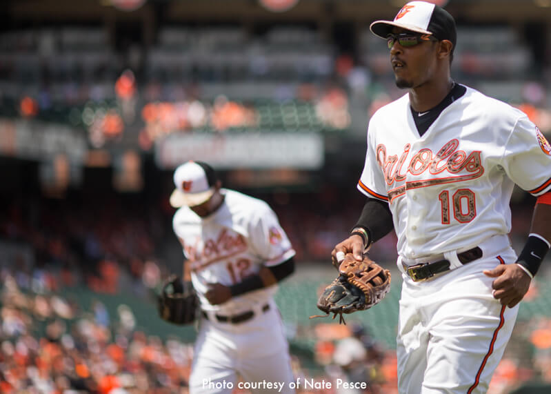 Baltimore Orioles -pitchers walking onto field